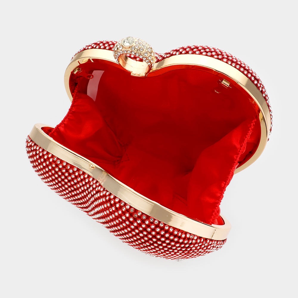 Red Rhinestone Heart Shaped Evening Bag - Picture 3 of 4